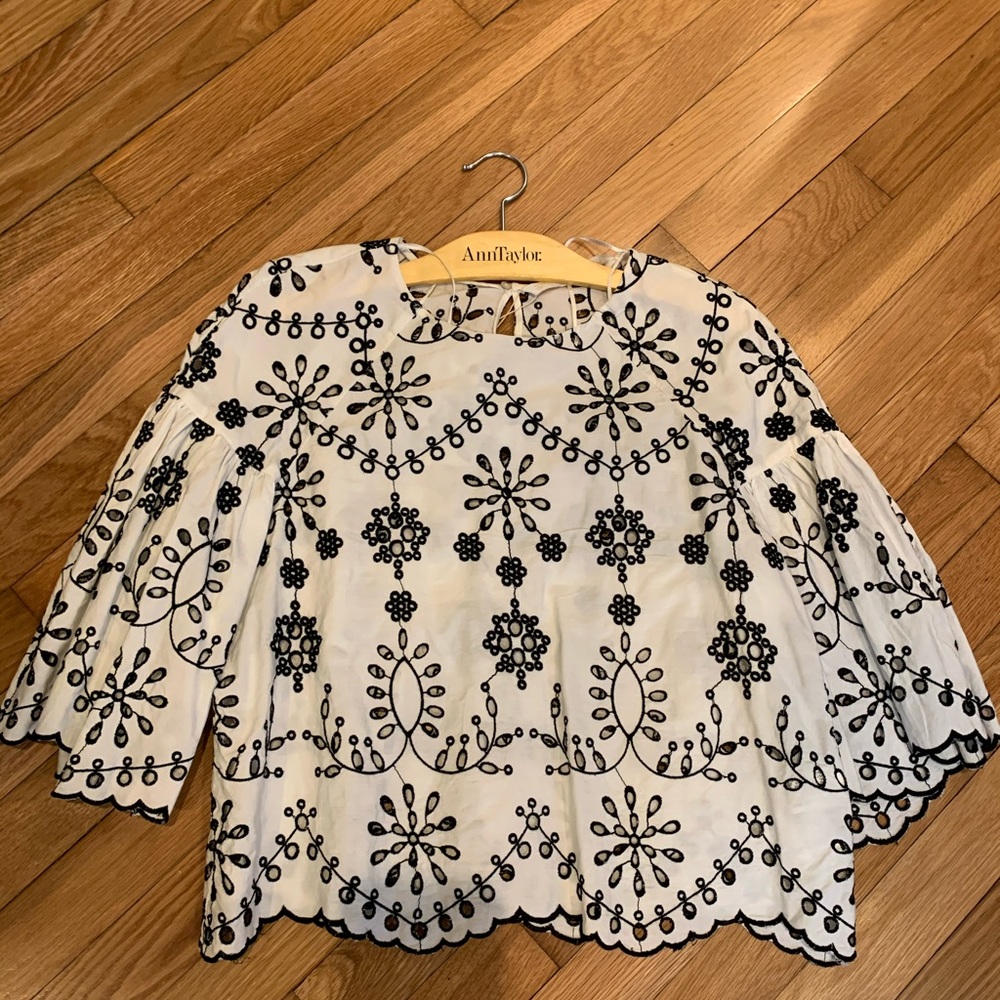 Zara black and white detailed top